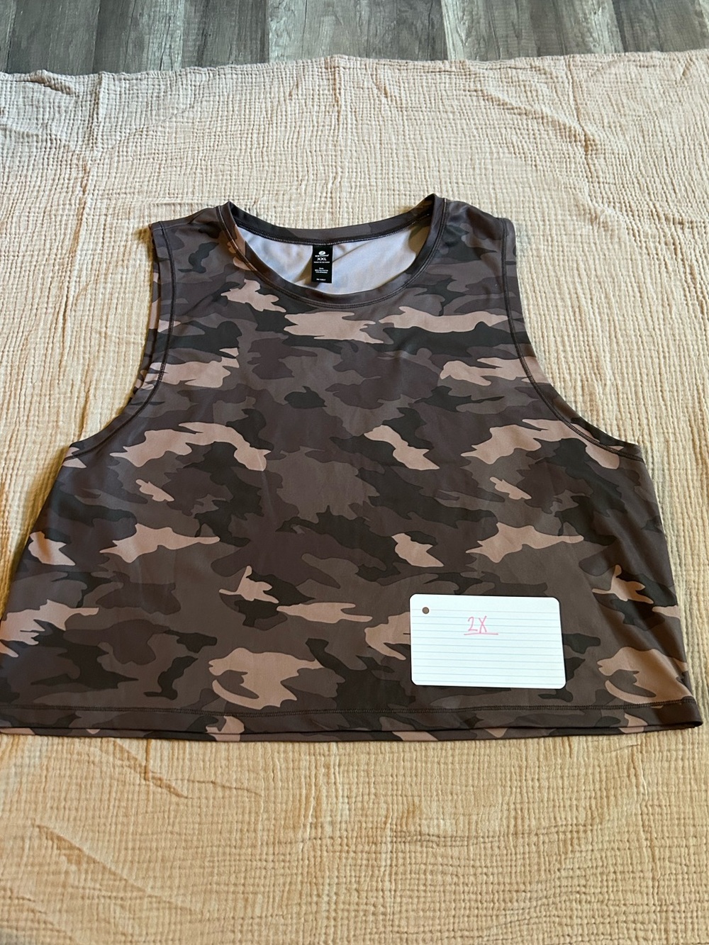 ALO Yoga Brown and Tan Camo Cropped Tank